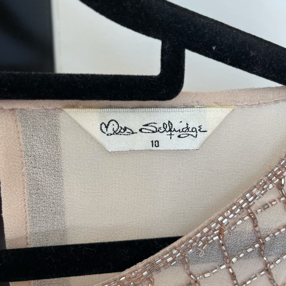 Miss Selfridge Beaded Nude Top - Size 10 - Picture 4 of 5